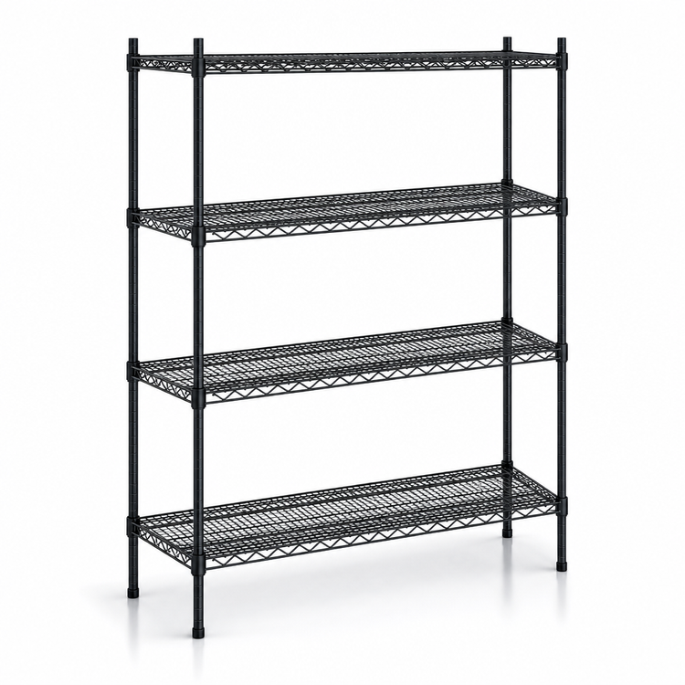 Product image #3 for Add-A-Shelf 4-Tier Stationary Wire Shelving Starter Unit, 48"W x 18"D x 63"H, Black Epoxy