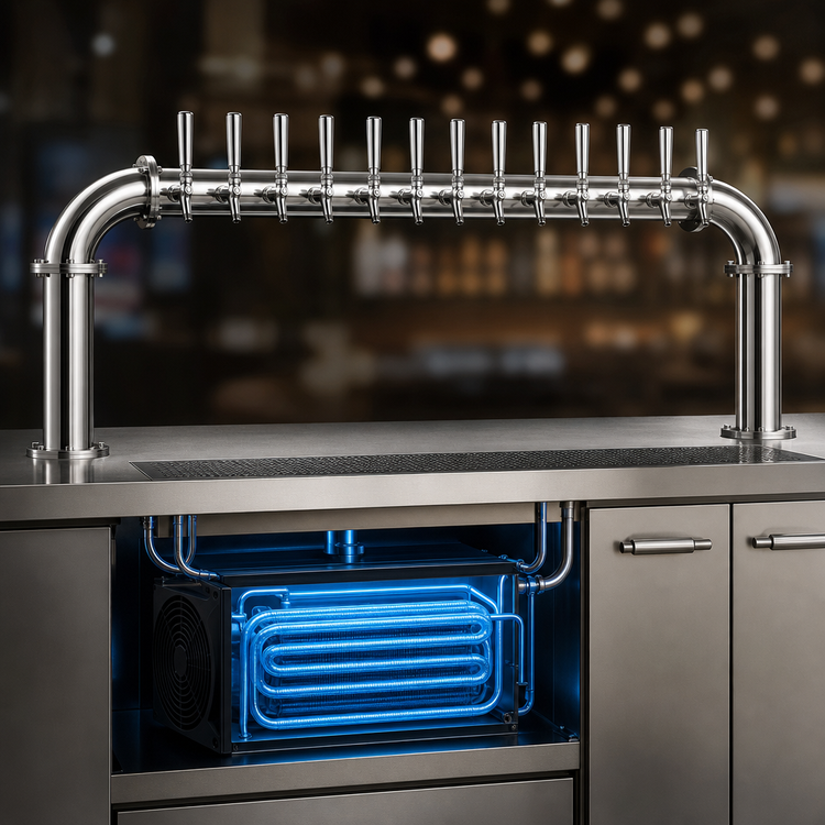 Product image #3 for Titan U-Shaped Glycol-Cooled Countertop Draft Beer Tower with 12 Faucets