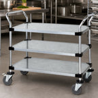 Thumbnail image #3 for Quantum WRC-2448-3G Galvanized Steel Utility Cart, 3 Solid Shelves, 1,200 lb. Capacity, 48 x 24 x 37-1/2 Inches