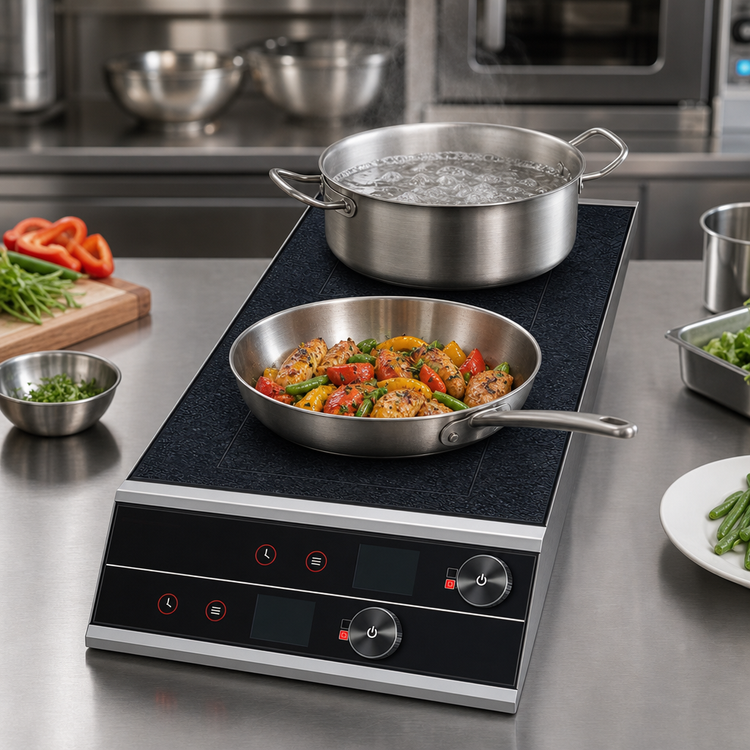 Product image #3 for Hatco Rapide Cuisine High-Powered Countertop Front-to-Back Dual Induction Range, 2 Burners, 208/240V
