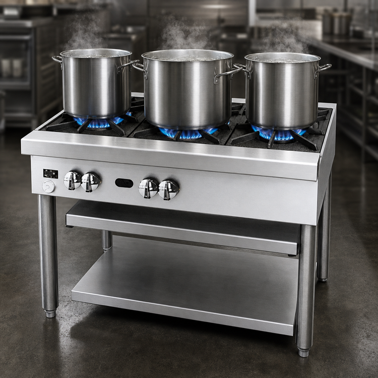 Product image #3 for Supreme JSP-360 54-Inch Commercial Stock Pot Stove with Three 3-Ring Burners