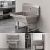 Thumbnail image #3 for BK Resources Single Station Wall-Mounted Hand Wash Sink with Splash Mount Faucet Hole, 24
