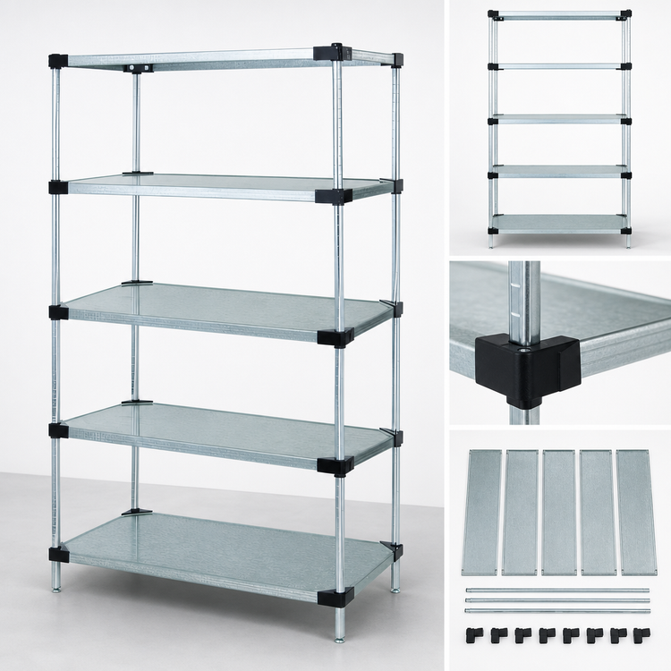 Product image #3 for Quantum 42-Inch W x 24-Inch D x 63-Inch H Stationary Solid Shelving Starter Kit with 5 Solid Shelves