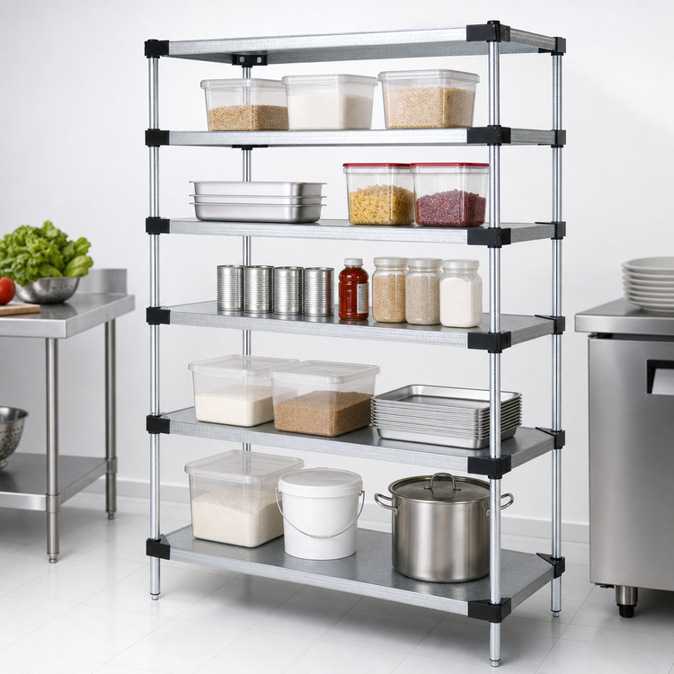 Product image #3 for Quantum 5-Shelf Solid Shelving Starter Kit, 60"W x 14"D x 86"H