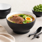 Thumbnail image #4 for American Metalcraft NB50 50 oz Round Melamine Noodle Bowl, Black/White Case of 16