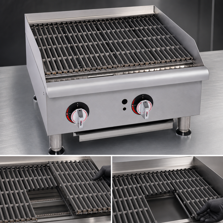 Product image #3 for Workline 36-Inch Gas Countertop CharRock Broiler, 90,000 BTU