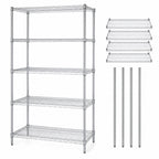 Thumbnail image #3 for Quantum WR86-3060C-5 60"W x 30"D x 86"H Chrome Wire Shelving Starter Kit with 5 Shelves, 4 Posts, Stationary