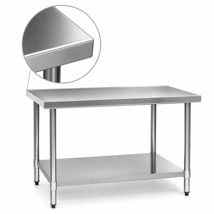 Product image #3 for Spec-Master Marine Series 14-Gauge Stainless Steel Work Table, 60"W x 48"D, Flat Top with Adjustable Undershelf