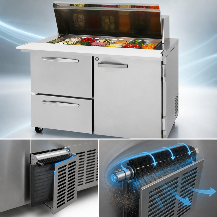 Product image #3 for Turbo Air PRO Series 2-Section 48 1/4-Inch Mega Top Sandwich/Salad Prep Table, 2 Drawers, 1 Door, Self-Contained