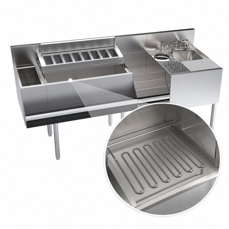 Product image #4 for Krowne Royal Series Single Zero-Step Speed Station with 10-Circuit Cold Plate, 70" x 24"