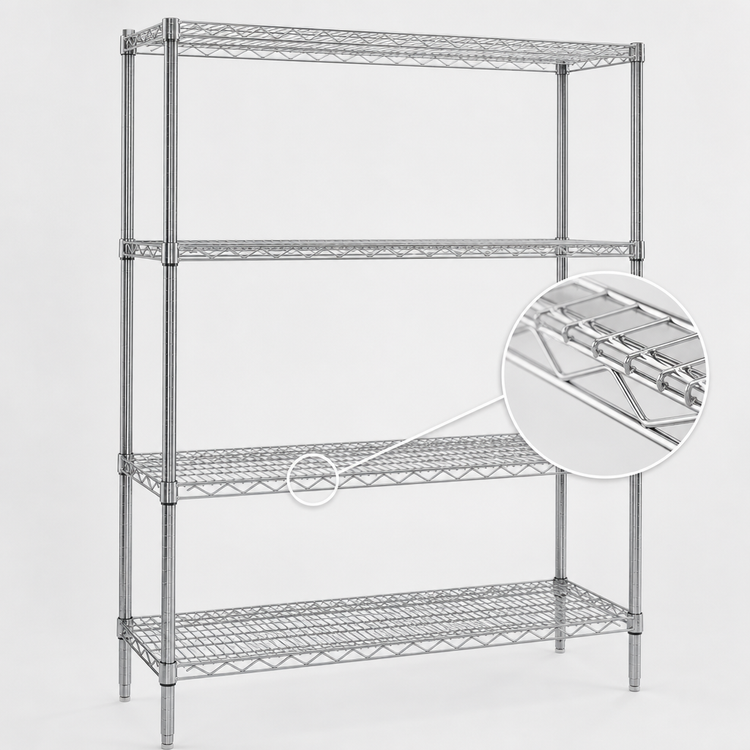 Product image #3 for Red-i-Pak 4-Tier Stationary Chrome Wire Shelving Unit, 60W x 18D x 74H