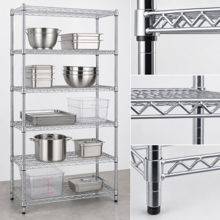 Product image #3 for Red-i-Pak 5-Tier Wire Shelving Unit, 36 Inches Wide x 18 Inches Deep x 74 Inches High, Chrome Finish