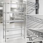 Thumbnail image #3 for Redipak Stationary 5-Tier Wire Shelving Unit with QuadTruss Design, 48W x 18D x 63H, Chrome Finish