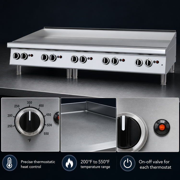 Product image #3 for Garland 60-Inch Heavy-Duty Countertop Gas Griddle with Thermostatic Controls and Smooth Steel Plate