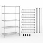 Thumbnail image #3 for Quantum WR54-2130C-5 30"W x 21"D x 54"H Chrome Wire Shelving Starter Unit, 5 Shelves, Stationary