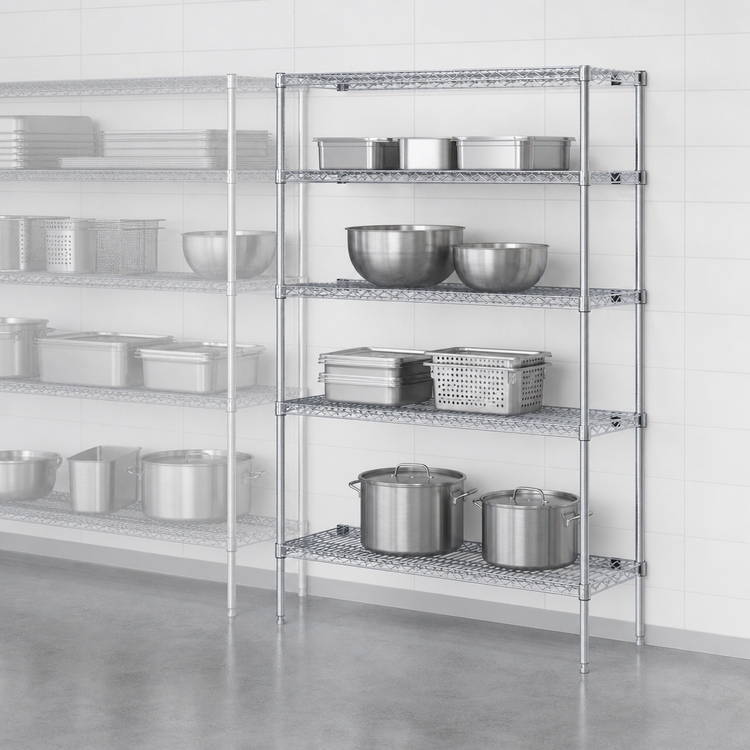 Product image #3 for Eagle Group 4-Tier Add-On Wire Shelving Unit, 72W x 21D x 63H Inches, Chrome-Plated