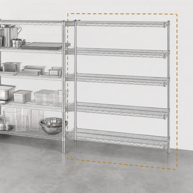 Product image #3 for Eagle Group 5-Tier Chrome Wire Add-On Shelving Unit, 48 x 21 x 86 Inches