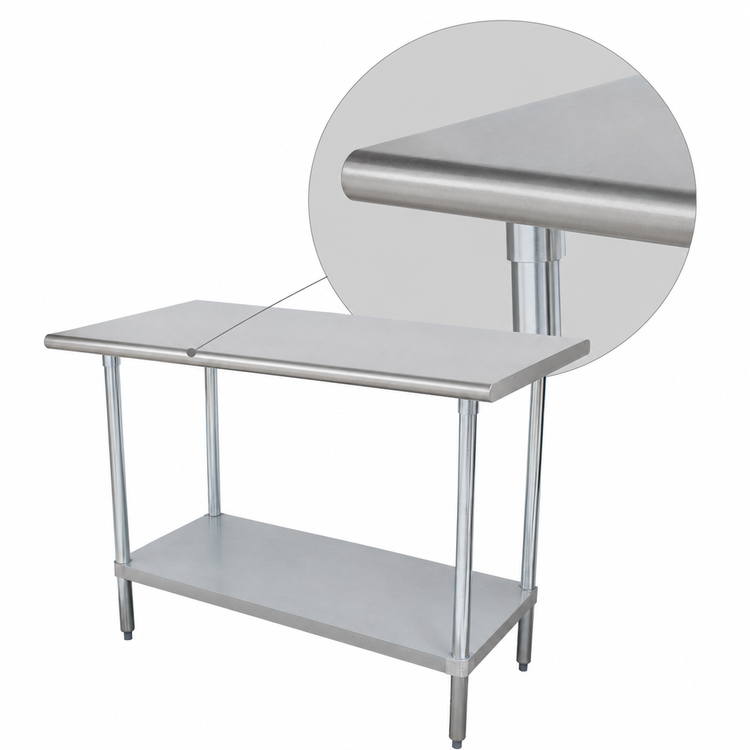 Product image #3 for Advance Tabco Special Value Series 48 Inch x 24 Inch Heavy Duty Flat Top Stainless Steel Work Table with Adjustable Undershelf
