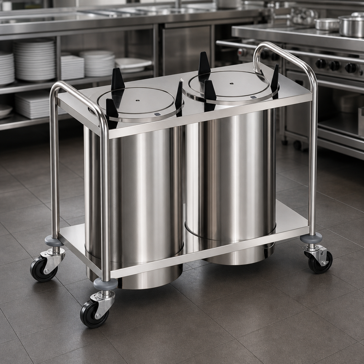 Product image #3 for Atlas Metal MOPD4H-9-1/8 Mobile Heated 4-Stack Plate Dispenser for up to 9 1/8" Dishes