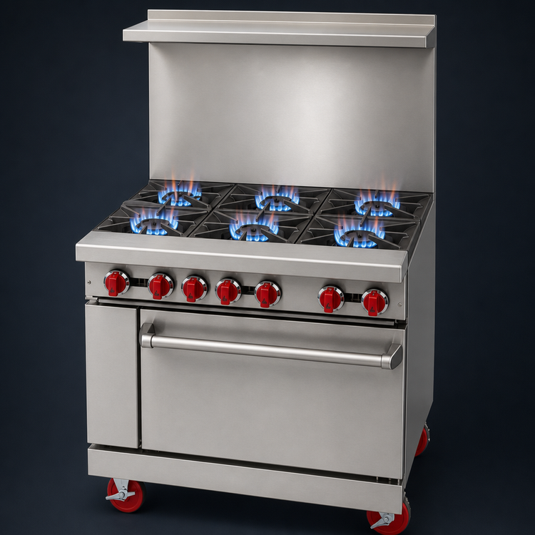 Product image #3 for American Range AR-6 36-Inch Gas Restaurant Range with 6 Open Burners and Standard Oven