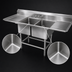 Thumbnail image #3 for Spec-Master FN Series Coved Corner 14-Gauge 300 Series Stainless Steel Two-Compartment Sink with 24-Inch Left-Hand Drainboard