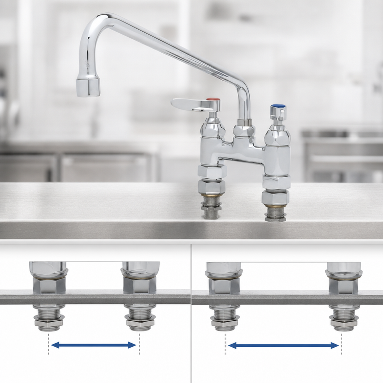 Product image #3 for T&S Brass Double Pantry Deck-Mount Mixing Faucet with 18-Inch Swing Nozzle, 4-Inch Centers