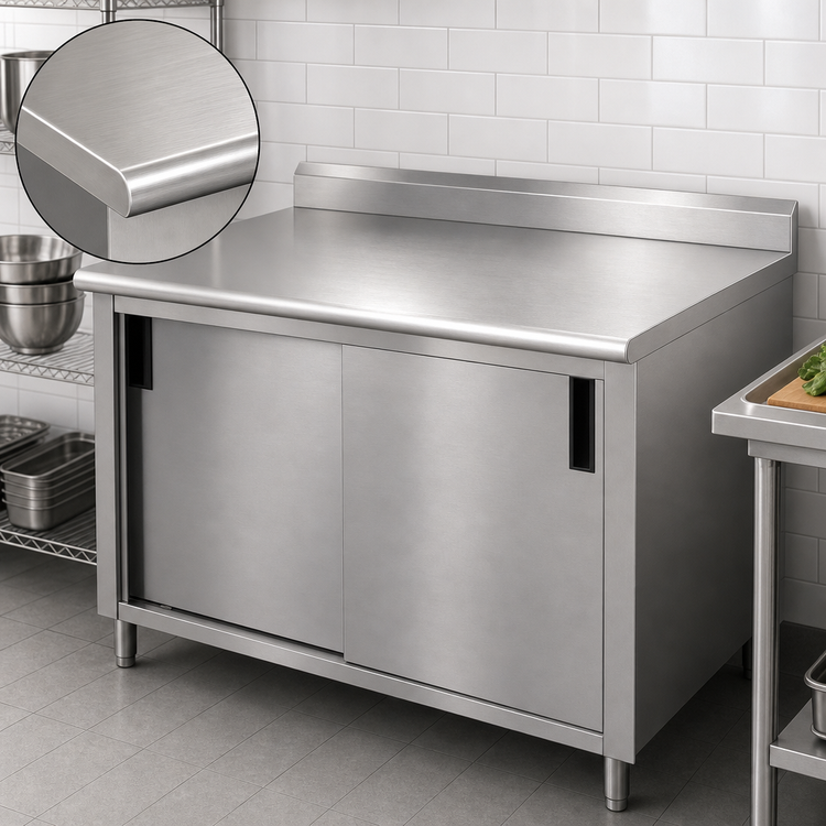 Product image #3 for Advance Tabco 108"W x 36"D Enclosed Work Table with Cabinet Base and Sliding Doors