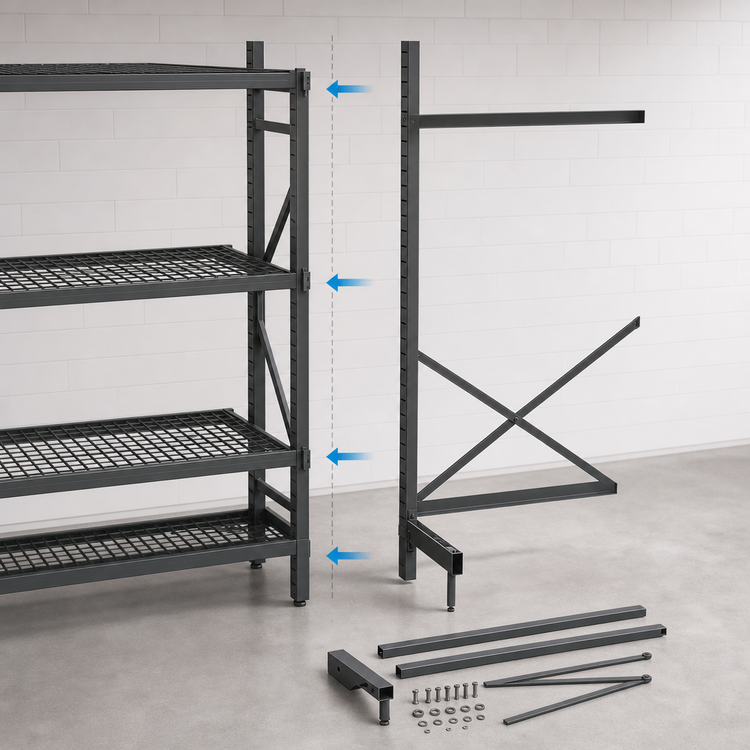 Product image #3 for Metro SmartLever 48" W x 30" D Add-On Cantilevered Shelving Kit, 76-3/8" H