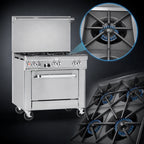 Thumbnail image #3 for Southbend (Middleby) Ultimate 4363A 36-Inch Stainless Steel Gas Range with 6 Open Burners, Convection Oven and Flue Riser Shelf
