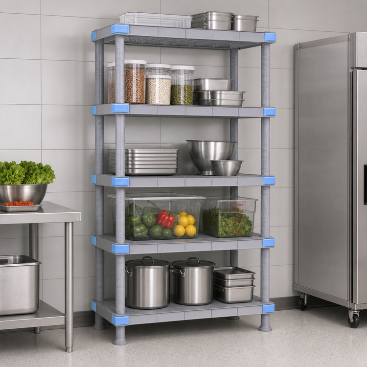 Product image #3 for Millenia 48"W x 24"D x 74"H Solid Polymer Starter Shelving Unit with 5 Shelves