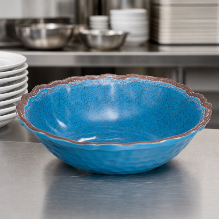 Product image #4 for Winco Ardesia Luzia 3-Quart 13-3/4-Inch Diameter Round Hammered Melamine Bowl, Blue