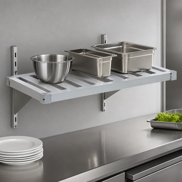 Product image #4 for New Age Adjust-A-Shelf T-Bar Wall-Mounted Shelf, 30 x 20 Inches, Aluminum, 1,500 lb. Capacity