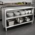 Thumbnail image #4 for John Boos Open Front Stainless Steel Dish Cabinet with Mid-Shelf, 60 x 18 x 35 Inches