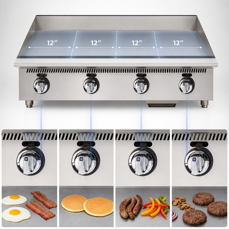 Product image #3 for Ultra-Max 48-Inch Manual Countertop Gas Griddle with Polished Steel Plate
