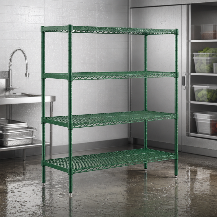 Product image #4 for Metro Super Erecta Stationary Starter Wire Shelving Unit, 72"W x 18"D x 63"H, 4 Shelves, Metroseal 3 Green