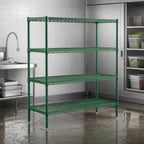 Thumbnail image #4 for Metro Super Erecta N376K3 Stationary Starter Wire Shelving Unit, 72"W x 18"D x 63"H, 4 Shelves, Green Epoxy Finish