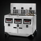 Thumbnail image #3 for Henny Penny OEA323.0 3-Well Electric Auto-Lift Open Fryer with Built-In Filtration, Computer Controls, Stainless Steel