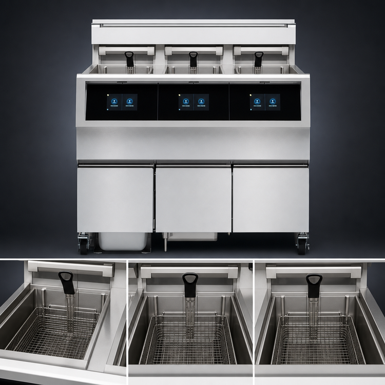 Product image #4 for Henny Penny F5 Electric Open Fryer, 3-Well Floor Model, 30 lb. Vats