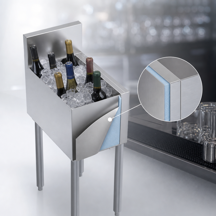 Product image #4 for Krowne Royal Series 12-Inch Underbar Insulated Bottle Storage and Ice Bin, 6-Bottle Capacity