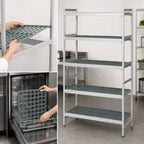 Thumbnail image #3 for Fermod Fermostock 5R47A83 5-Tier Perforated Starter Shelving Unit, 83" H x 47" W x 14" D, Aluminum with Removable Polymer Inserts
