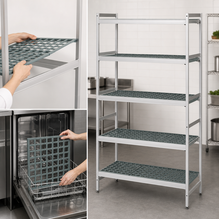 Product image #3 for Fermostock 5-Tier Perforated Starter Shelving Unit with Removable Polymer Inserts, 83" H x 47" W x 14" D