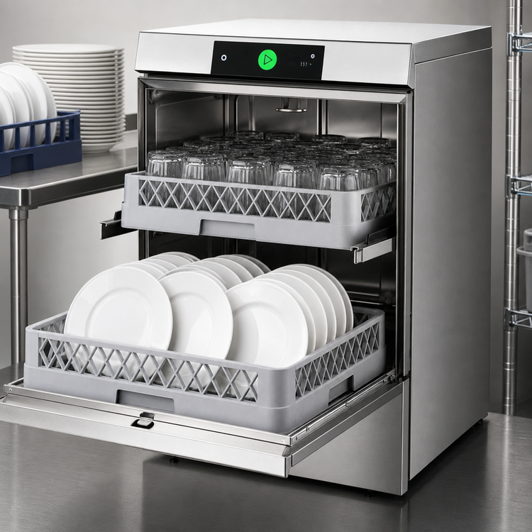 Product image #3 for Hobart LXNH-2L High-Temperature Sanitizing Undercounter Dishwasher with Two-Level Racking
