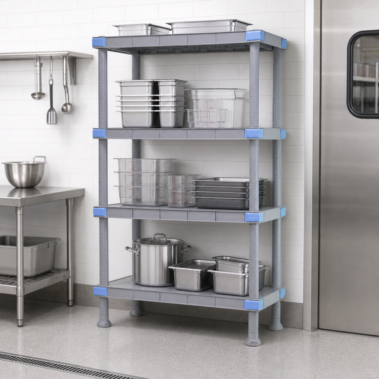 Product image #3 for Quantum Millenia 5-Shelf Solid Polymer Shelving Starter Unit with Dunnage Stand, 54 in W x 24 in D x 74 in H