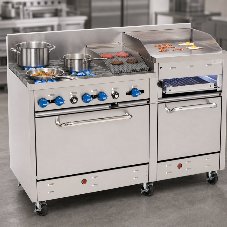 Product image #3 for Comstock-Castle F3226-24B 60-Inch 6-Burner Gas Range with 24-Inch Raised Griddle and Double Standard Ovens