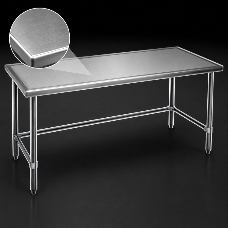 Product image #3 for Eagle Group Spec-Master Marine Series 48 x 30 Inches 14-Gauge Stainless Steel Work Table with Marine Edge, Open Base