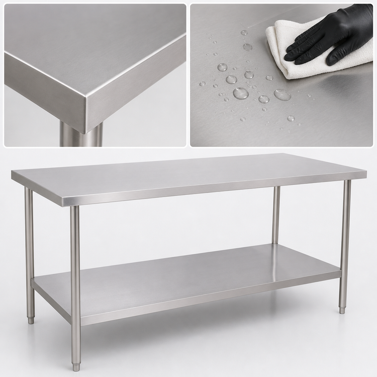 Product image #3 for Klinger's Trading AST3072 72" x 30" Stainless Steel Flat Top Work Table with Undershelf
