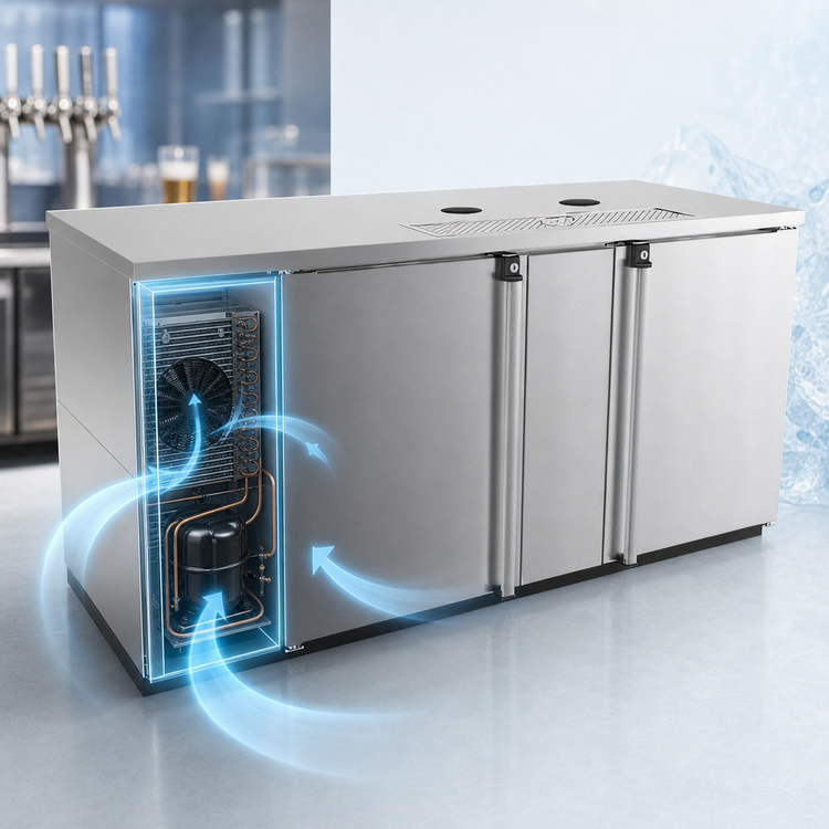 Product image #3 for Pro-Line E-Series Two-Section Flat Top Draft Beer Cooler, Less Draft Towers, 69-1/2 Inch Wide