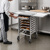 Thumbnail image #3 for Panco Mobile Front-Loading Utility Rack for 18 x 26 Trays, 9-Slot, Counter Height, Aluminum