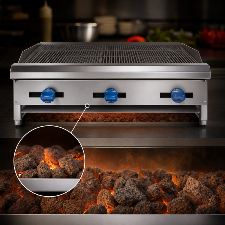 Product image #3 for Comstock-Castle ELB30 30-Inch Countertop Gas Char-Broiler, Lava Rock, 72,000 BTU