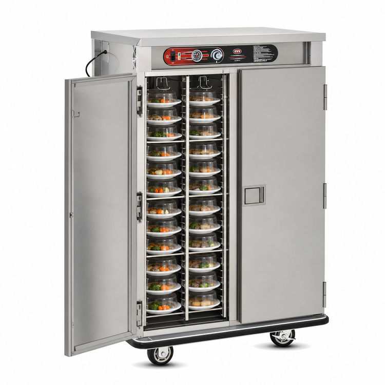 Product image #3 for FWE E-Series E-960-XL Double Door Electric Heated Banquet Cart, 96 Covered Plate Capacity